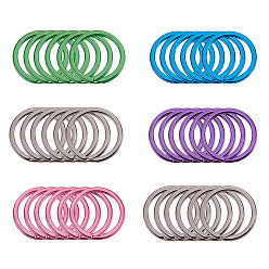 Mixed Color Plated Iron Key Clasp Findings, Keychain Ring Findings, Mixed Color, 30~33x2~3mm, 10pcs/color, 50pcs/box