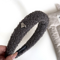 Серый Тканевые резинки для волос с кабошоном из сплава в форме сердца, аксессуары для волос для женщин и девочек, серые, 165x145 мм