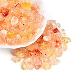 Оранжевый Прозрачные акриловые бусины, самородки, два тона, оранжевые, 10~14.5x7~11x4.5~6 мм, отверстие : 1.4 мм, Около 1256 шт / 500 г