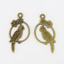 Античная Бронза Сплав тропических попугаев подвески, без свинца, без кадмии и без никеля, античная бронза, 28x14.5x1.5 мм, отверстие : 1.5 мм, Около 980 шт / 1000 г
