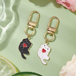 (52) Непрозрачная лаванда 2 шт 2 цвета кошка сплав эмаль подвеска украшения, Поворотные застежки-брелки для украшения сумок, разноцветные, 64 мм, 1 шт / цвет