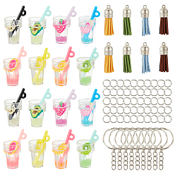 (52) Непрозрачная лаванда Набор для самостоятельного изготовления светящегося в темноте брелока, включая кисточку из искусственной замши и подвески из смолы, имитирующие фруктовый чай, Перейти латунные, железа отделились брелоки, разноцветные, 98 шт / пакет