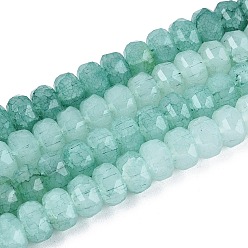 Светлый Морско-зеленый Нити из бусин с эффектом кракелюра, имитирующие нефрит., рондель, граненые, светло-зеленый, 7.5~8x5~5.5 мм, отверстие : 1.4 мм, около 70~71 шт / нитка, 14.57~14.76 дюйм (37~37.5 см)