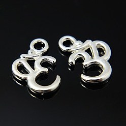 Серебро Сплавочные подвески тибетского стиля, без свинца и без кадмия, символ аум / ом, серебряный цвет гальваническим, длиной около 16 мм , шириной 11 мм , толщиной 2 мм , отверстие : 2 мм