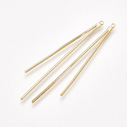 Настоящее золото 18K Латунная цепочка со змеиной кисточкой большие кулоны, реальный 18 k позолоченный, 52x2x1 мм, отверстие : 1.2 мм