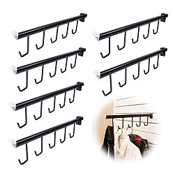 Черный Железный крюк с 5-крючком, аксессуары для полок супермаркетов, чёрные, 92x413x28 мм, отверстие : 6 мм