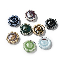 (52) Непрозрачная лаванда Фарфоровые бусины ручной работы, подсолнечник, разноцветные, 17~18x6.5 мм, отверстие : 2 мм
