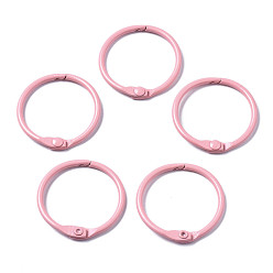 Pink Spray Painted Iron Split Key Rings, Ring, Pink, 30x4mm