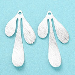 Посеребрённый Латунные подвески, без кадмия и без свинца, очарование листа, 925 серебро покрытием, 35.5x17x0.5 мм, отверстие : 1.5 мм