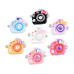 (52) Непрозрачная лаванда Подвески из непрозрачной смолы, ссылки на камеры типа «бантик», с платиновыми железными петлями, разноцветные, 22.5~23x26.5~28x5.5~6 мм, отверстие : 1.8~2 мм