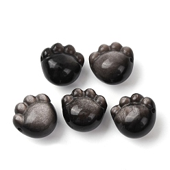 Silver Sheen Obsidian Натуральные серебряные бусины из обсидиана, отпечаток лапы, 14.5~15x15.5x12 мм, отверстие : 1.2~1.4 мм