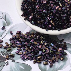 (HTL454) Металлический Темно-сливовый Ирис Миюки половина бусины тила, японский бисер, 2 отверстие, (htl 454) металлический темный сливовый ирис, 5x2.3x1.9 мм, Отверстие : 0.8 мм , около 1250 шт / 50 г