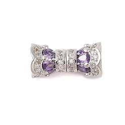 Платина Покрытие стойки латунь микро паве прозрачный кубический цирконий винтовые застежки, долговечный, без свинца и без кадмия, цветок, слива, платина, 15x7 мм, отверстие : 2 мм