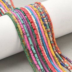 (52) Непрозрачная лаванда Нити афганских синтетических бирюзовых бусин, окрашенные, колонка, разноцветные, 2.5x2~2.5 мм, отверстие : 0.5 мм, около 137~153 шт / нитка, 12.60~12.87 дюйм (32~32.7 см)