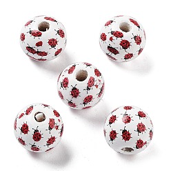 Белый Древесина европейского бисера, бусины с большим отверстием, коровка, белые, 15.5~16x14.5 мм, отверстие : 4 мм