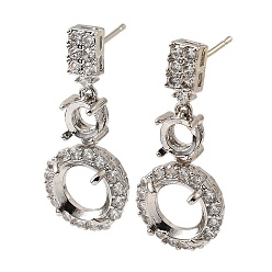 Платина Стойка покрытие латунь с кубическим цирконием серьги-гвоздики находка, без свинца и без кадмия, платина, 32x14 мм, штифты : 1 мм