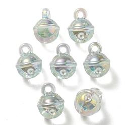 Dark Sea Green UV Plating Rainbow Iridescent Transparent Acrylic Pendant, Bell Charms, Dark Sea Green, 20.5x15.5mm, Hole: 3.5mm