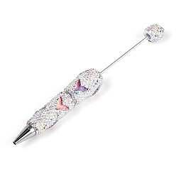 Желтая Старая Ткань  Шариковая ручка с рисунком рыбьего хвоста из смолы и полимерной глины, украшенная стразами, железная ручка из бисера, для индивидуальной ручки с ювелирными бусинами, старое кружево, 148.5~151x15~19 мм