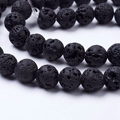 Lava Rock Natural Lava Rock Beads Strands, Round, 8mm, Hole: 1mm, about 49pcs/strand, 15.15 inch