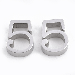 Number Tarnish Resistant 304 Stainless Steel Pendants, Number, Stainless Steel Color, Num.5, 12x9x3mm, Hole: 1.8mm