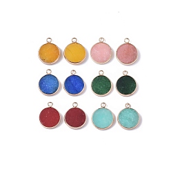 (52) Непрозрачная лаванда Натурального белого нефрита подвески, с золотой рамкой из латуни с открытой спиной, окрашенные, плоско-круглые, разноцветные, 20.5x16.5x4 мм, отверстие : 2 мм