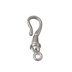 Stainless Steel Color 304 Stainless Steel Hook Clasps, Stainless Steel Color, 14x5x3mm, Hole: 1.2mm