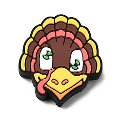 Петух Силиконовые бусины на тему Дня благодарения, фокусные бусы, красочный, петух, 30x27x7 мм, отверстие : 3 мм