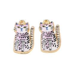 Бледно-Розовый Стойки подвески обшивки сплава, с эмалью, золотые, кошачье очарование, розовый жемчуг, 20x11.5x2.5 мм, отверстие : 1.5 мм