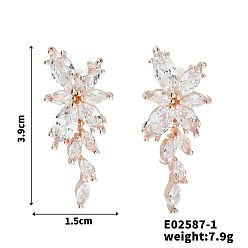 Золотой Серьги-гвоздики с геометрическим узором ярких цветов и нежным цветочным узором, золотые, 39x15 мм
