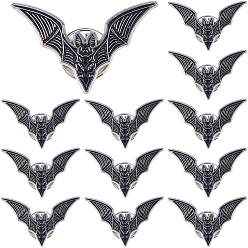 Черный 12шт. эмалированные значки в виде летучих мышей, броши из сплава для одежды рюкзака, без кадмия, без никеля и без свинца, чёрные, 11~31x9~37 мм