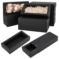 Черный Складные ящики из крафт-бумаги, прямоугольные, чёрные, 17x11.5x3.55 см