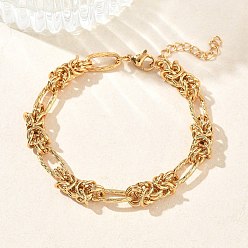 Золотой Унисекс 304 браслеты из нержавеющей стали в византийском стиле, ионное покрытие (ip), золотые, 6.69 дюйм (17 см)