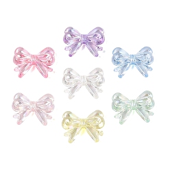 Mixed Color Transparent Plastic Beads, Bowknot, AB Color Plated, Mixed Color, 15x18.5x5mm, Hole: 1.6~1.8mm, about 909pcs/500g