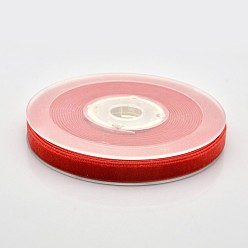 Red Polyester Velvet Ribbon for Gift Packing and Festival Decoration, Red, 3/8 inch(10mm), about 50yards/roll(45.72m/roll)