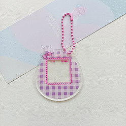 Средний Фиолетовый Прозрачные акриловые заготовки для ключей, с шариковыми цепями случайного цвета, медведь с клетчатым рисунком, средне фиолетовый, 5.9x5.3x0.2 см