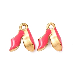 Настоящее золото 18K 304 подвески из нержавеющей стали, с эмалью, ионное покрытие (ip), обувь прелести, реальный 18 k позолоченный, 14.5x12x4 мм, отверстие : 2 мм