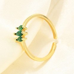 Темно-Зеленый Манжеты из латуни с микро паве кубический цирконий для женщин, без кадмия, без никеля и без свинца, лошадиный глаз , реальный 18 k позолоченный, темно-зеленый, лошадь глаз: 6.5x7 мм
