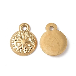 Настоящее золото 18K Ионное покрытие (ip) 304 брелоки из нержавеющей стали, плоский круглый с шармом в виде звезды, реальный 18 k позолоченный, 14.5x11.5x2 мм, отверстие : 1.8 мм