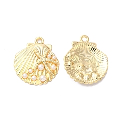 Золотой Подвески из эмали и сплава, ABS имитация жемчуга, золотые, морская звезда, золотые, 27.5x24x4.5 мм, отверстие : 2.5 мм