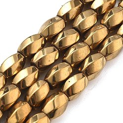 с Золотистым Покрытием Гальванические нити синтетических магнитных гематитовых бусин, долговечный, твист, с золотым покрытием, 8x5.5 мм, отверстие : 1 мм, около 49 шт / нитка, 16.06'' (40.8 см)