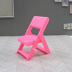 Ярко-Розовый Пластиковые стулья миниатюрные украшения, микро ландшафтный сад дом кукольный домик аксессуары, ярко-розовый, 68x50x85 мм