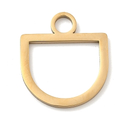 Настоящее золото 18K 304 подвески из нержавеющей стали, полукруглый шарм, ионное покрытие (ip), реальный 18 k позолоченный, 24.5x22x1.5 мм, отверстие : 4.5 мм