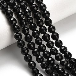 Турмалин Натуральный черный турмалин бисер нитей, граненые, круглые, 4.5 мм, отверстие : 0.5 мм, около 83 шт / нитка, 15.43'' (39.2 см)