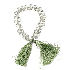 Прозрачный Естественный зеленый кварцевые нити бисера, граненая плоская слеза, Топ пробуренной, с кисточкой, прозрачные, 8.5x8x4.5 мм, отверстие : 0.5 мм, около 46 шт / нитка, 12.99'' (33 см)