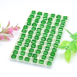 Lime Green Faceted Cube Imitation Austrian Crystal Beads Strands, Grade AAA, Lime Green, 8x8mm, Hole: 0.9~1mm, about 288pcs/box