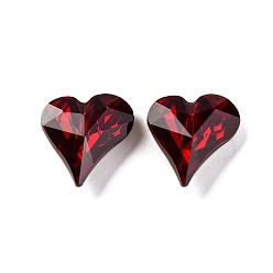 Сиамский Стеклянные стразы кабошоны, задние и задние, граненые, сердце, Сиам, 13x12x5.5 мм