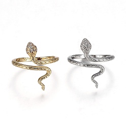 (52) Непрозрачная лаванда Латунные кольца из манжеты с прозрачным цирконием, открытые кольца, широкая полоса кольца, без кадмия и без свинца, змея, разноцветные, размер США 7 (17.3 мм)