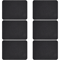 Черный 12 шт. заплатки для ремонта из искусственной джинсовой ткани, пришиваемые утюгом/приклеиваемые, прямоугольные, чёрные, 125x95x0.3 мм