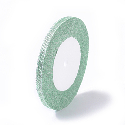 Pale Green Glitter Metallic Ribbon, Sparkle Ribbon, with Silver Metallic Cords, Valentine's Day Gifts Boxes Packages, Pale Green, 1/4 inch(6mm), about 33yards/roll(30.1752m/roll), 10rolls/group