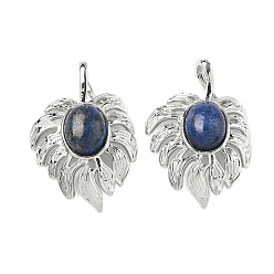 Ляпис-Лазурь Крашеные природные лазурит подвески, латунный лист амулеты, платина, стойки покрытие, 31x21x7.5 мм, отверстие : 7.5x3.5 мм